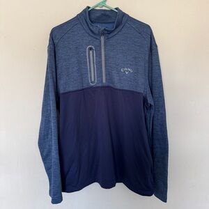 Callaway Pullover Men’s XL Quarter Zip LS Blue Fleece Lined Soft Shell Jacket